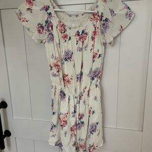 Hollister Floral Print Romper with Pink and Blue Accents